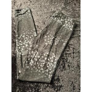 LuLaRoe One Size OS Leggings Floral Medallion Black Gray Soft High Rise NWOT
